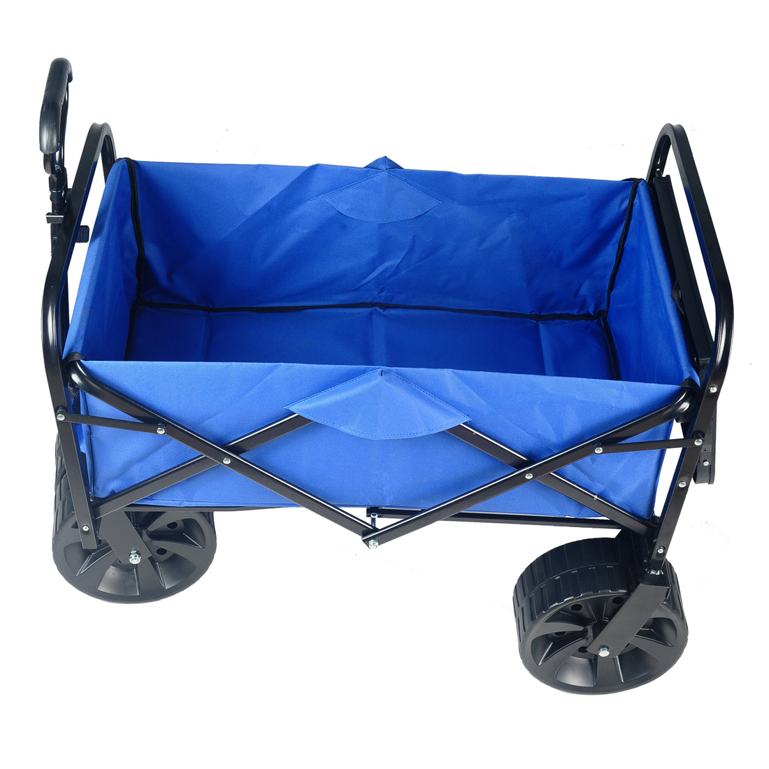 Folding Wagon Garden Shopping Beach Cart Blue Blue Metal