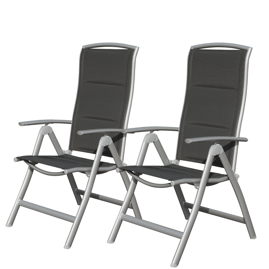 Patio Folding Chairs Set Of 2, Aluminium Frame Outdoor Reclining Patio Chairs For Garden Camping Poolside Beach Deck, Adjustable High Back Lawn Chairs With Soft Cotton Padded Seat, Dark Gray Dark Gray Aluminium