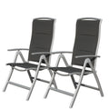 Patio Folding Chairs Set Of 2, Aluminium Frame Outdoor Reclining Patio Chairs For Garden Camping Poolside Beach Deck, Adjustable High Back Lawn Chairs With Soft Cotton Padded Seat, Dark Gray Dark Gray Aluminium