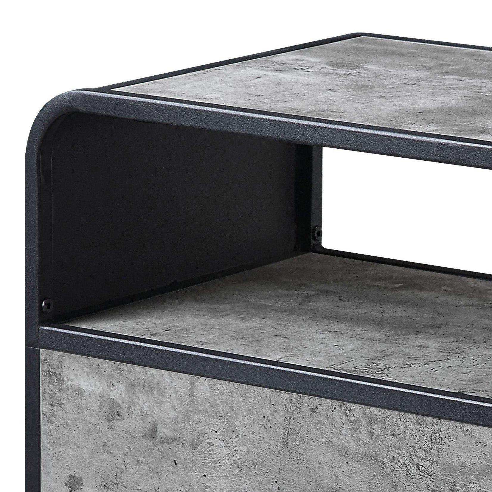 Concrete Grey And Black 2 Drawer Tv Stand Black Grey Primary Living Space 40 49 Inches Modern Wood Metal