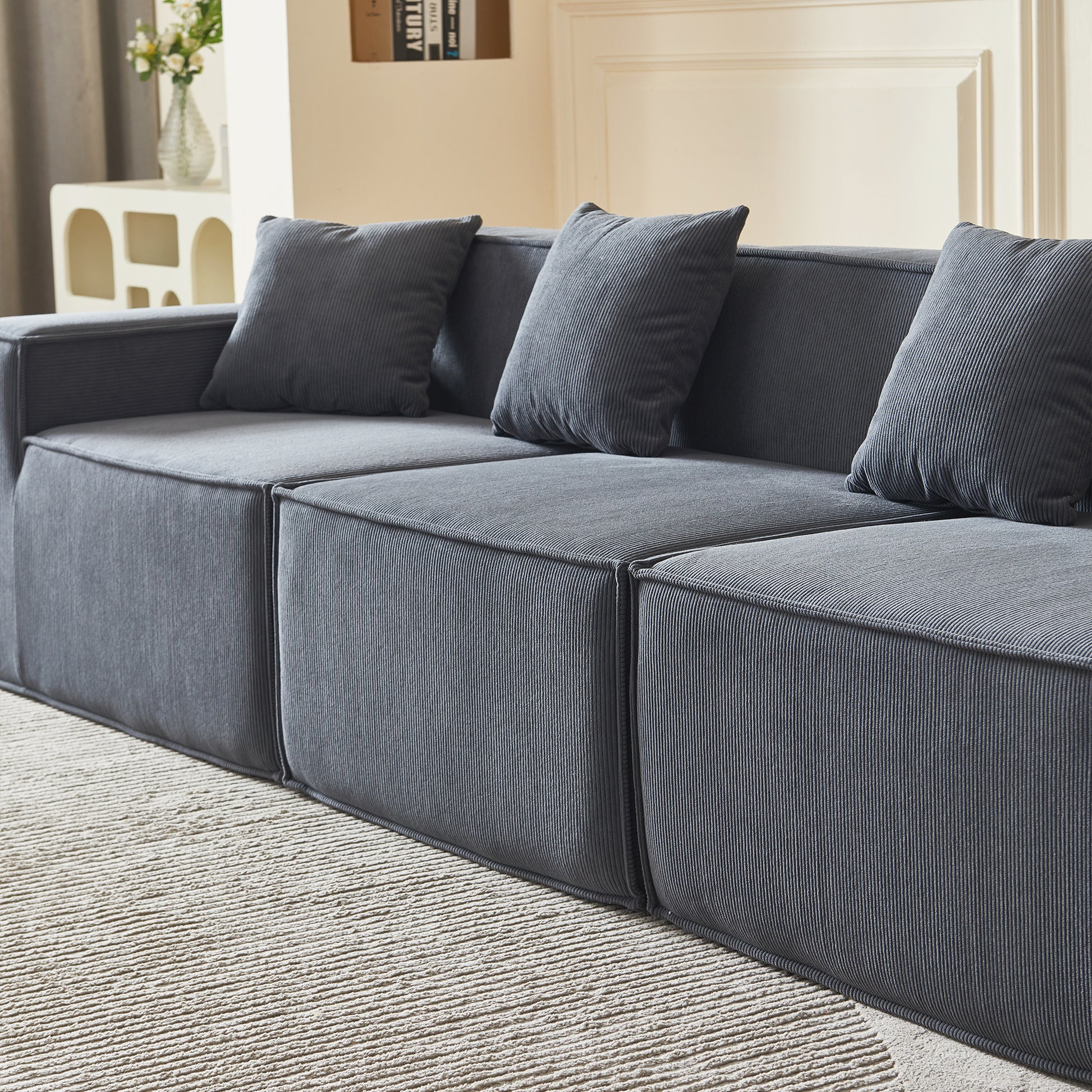 Modular L Shaped Sectional Sofa With Reversible Chaise, Deep Seat Cushions, Comfortable Couch For Living Room, Space Saving Sofa For Apartments, Modern Upholstered Fabric Sofa, Dark Gray, Easy