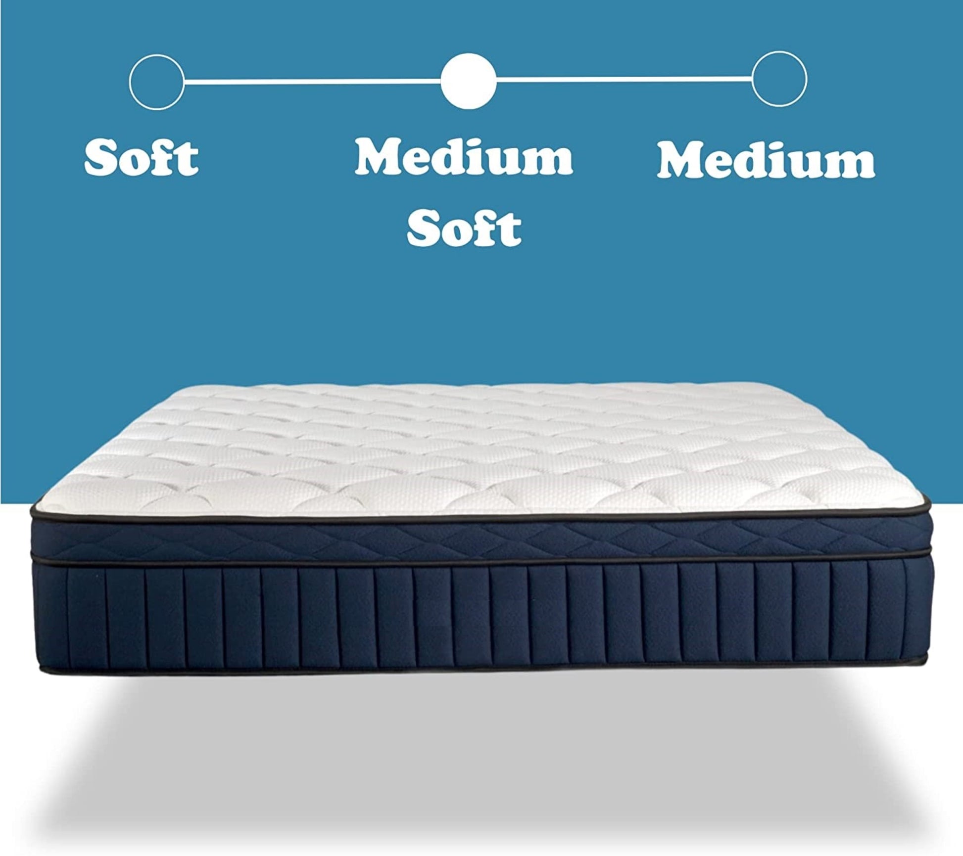 Twin Size Tranquility 12" Medium Pillow Top Memory Foam Edge Support Pocket Spring Premium Hybrid Mattress White Black Blue Polyester Foam Spring Twin