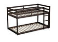 Solid Woodensolid Rubber Wooden Twin Over Twin Loft Bed With Ladder ,Upper And Bottom Bed Platforms Crafted With Strengthened Slats,Espresso Twin Espresso Rubber Wood