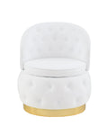 360 Degree Swivel Cuddle Barrel Accent Storage Chairs White Velvet