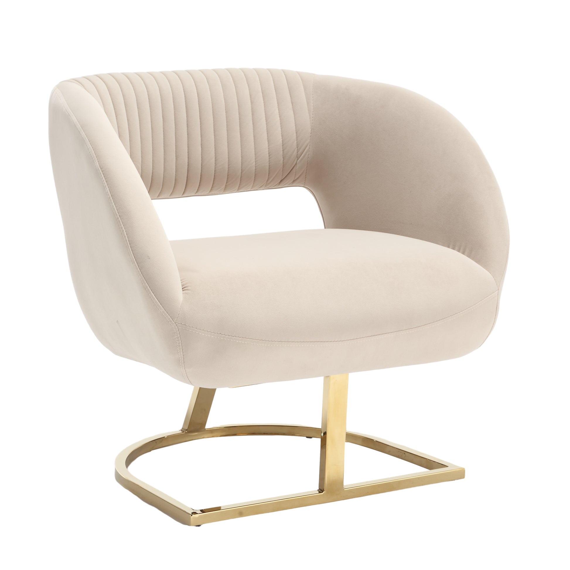 Coolmore Modern Chair With Velvet Fabric, Mid Century Chair With Wide Upholstered, Armchair For Living Room, Lounge, Bedroom Beige Beige Primary Living Space Foam Velvet