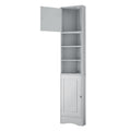 Multi Functional Corner Cabinet Tall Bathroom Storage Cabinet With Two Doors And Adjustable Shelves, Open Shelf, Grey Grey Mdf