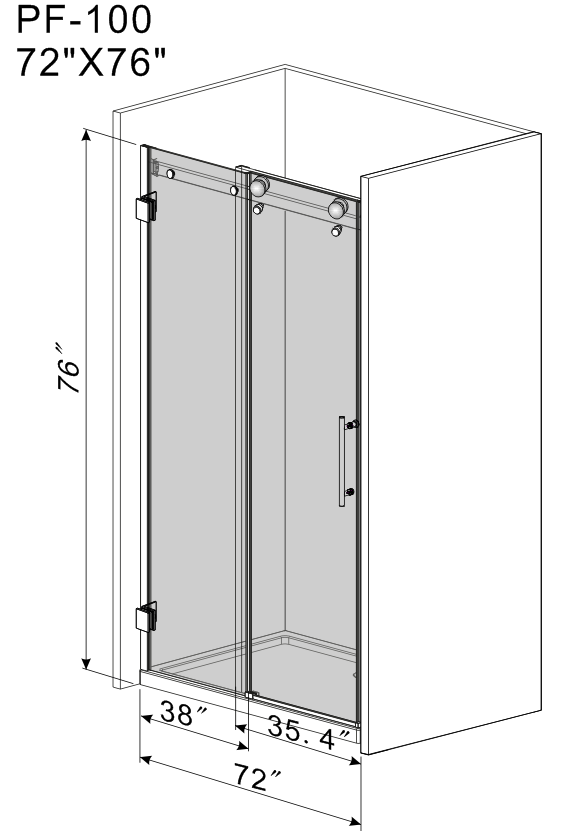 Frameless Sliding Glass Shower Doors 72" Width X 76"Height With 3 8" 10Mm Clear Tempered Glass, Matt Black Finish Matt Black Bathroom American Design Stainless Steel Tempered Glass