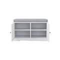 Shoe Storage Bench With Padded Seat Cushion, Entryway Bench With 2 Barn Doors White White Mdf