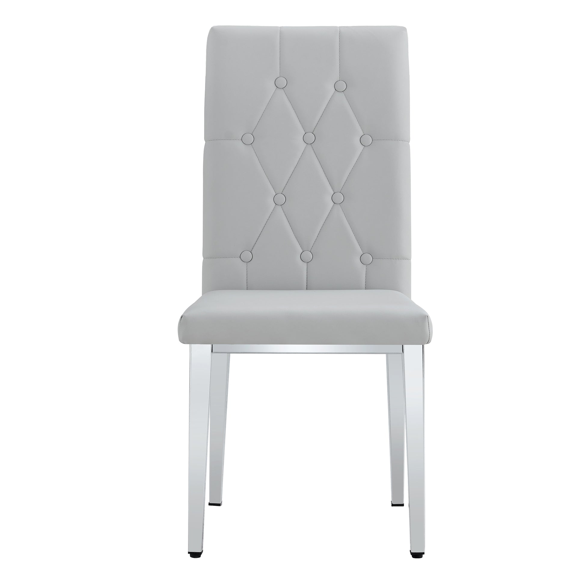 4 Piece Dining Chair, Modern Style Kitchen Upholstered High Back, Metal Leg Office Chair, Suitable For Dining Room, Office, Restaurant. Light Gray Pu