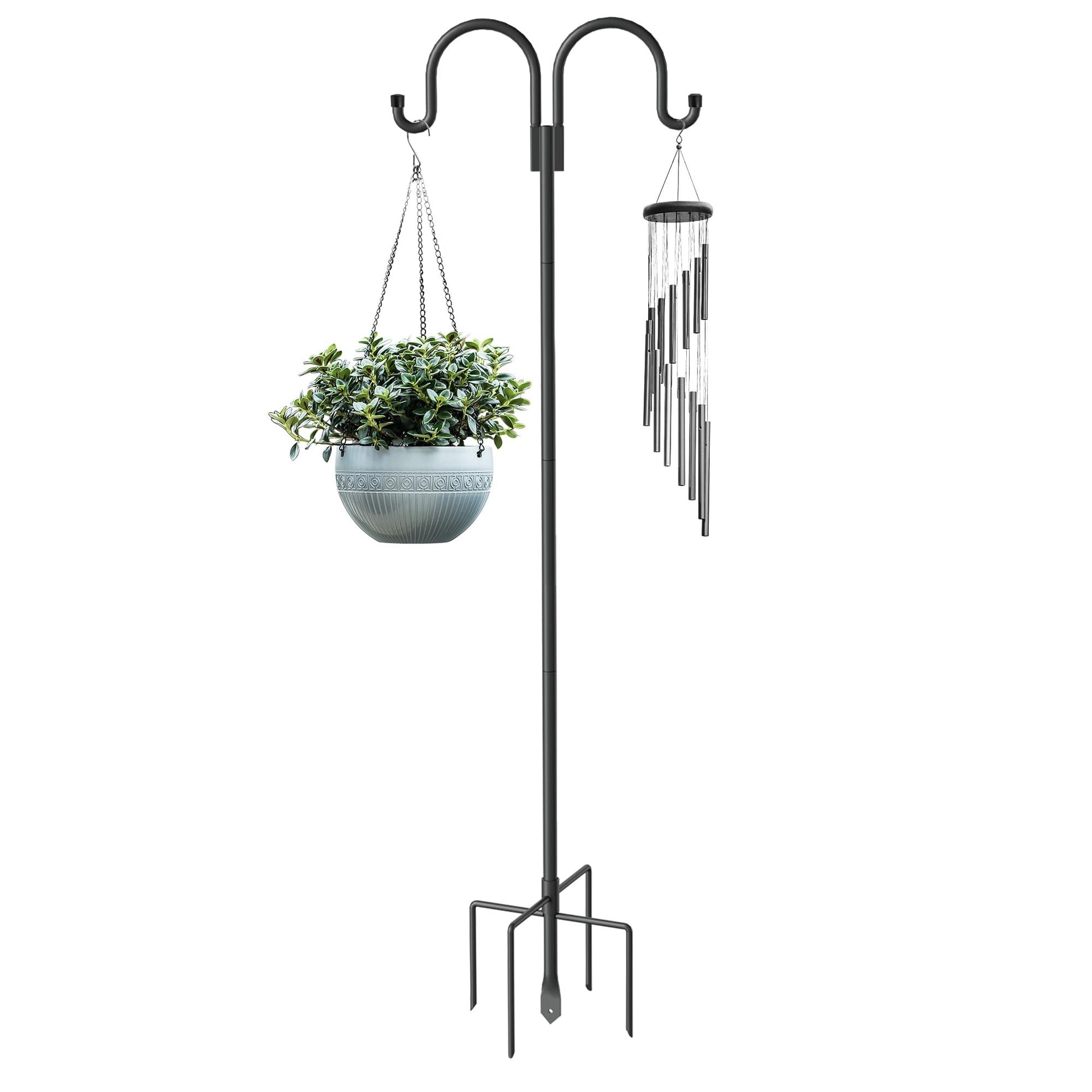 plant hanging hooks Double Shepherd Hooks For Outdoor, 79 Inch Heavy Duty Bird Feeder Pole