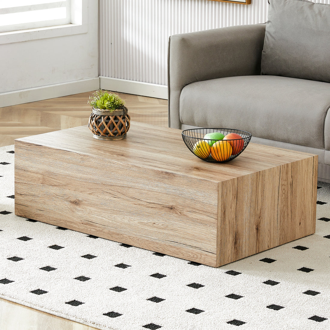 Modern Mdf Coffee Table With Wood Texture Pattern 39.3X23.6X11.8 Inches Stylish And Durable Design Wood Mdf