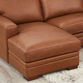 Dillon Leather Left Chaise Sectional Brown Genuine Leather Wood Primary Living Space Medium Firm Cushion Back Mid Century Modern U Shaped Eucalyptus Square Arms Down Filling Leather 6 Seat