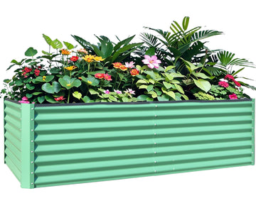 8X4X2 Ft Galvanized Raised Garden Bed, Outdoor Planter Garden Boxes Large Metal Planter Box For Gardening Vegetables Fruits Flowers,Green Green Garden & Outdoor Steel