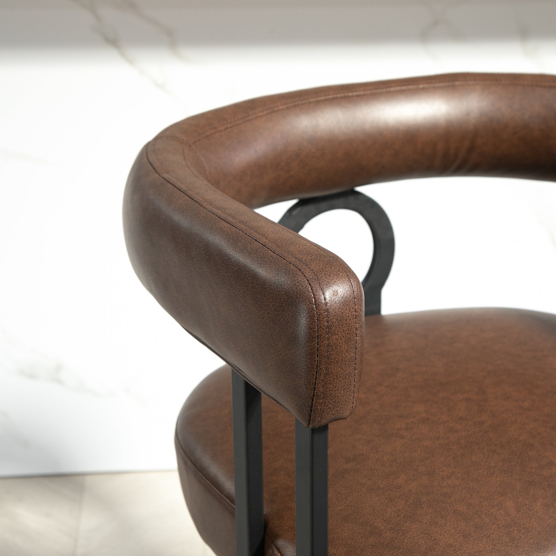 Coolmore Bar Stools Set Of 2, Modern Bar Stool With Back, Black Metal Frames, Upholstered Bar Stools For Kitchen Island, Pub, Club Dark Brown Pu Dark Brown Dining Room Foam Pu Leather