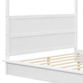 Queen Size Wood Led Canopy Bed ,Canopy Platform Bed With Support Slats, No Box Spring Needed, White Queen White Plywood