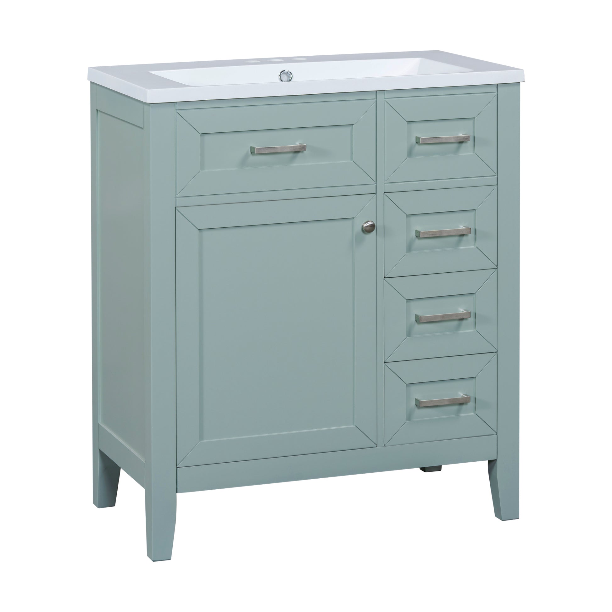 30" Bathroom Vanity With Sink Combo, Green Bathroom Cabinet With Drawers, Solid Frame And Mdf Board Green Solid Wood Mdf