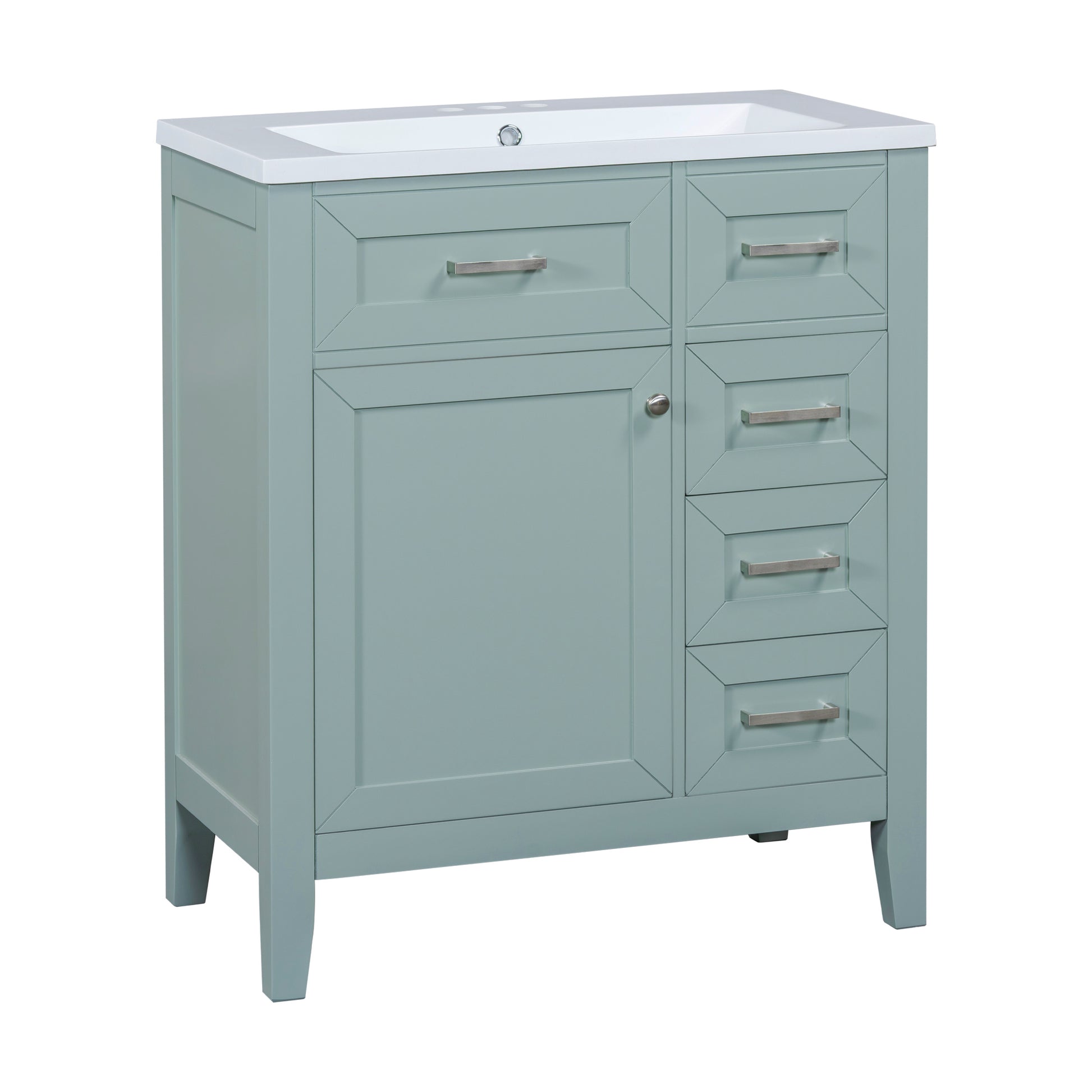 30" Bathroom Vanity With Sink Combo, Green Bathroom Cabinet With Drawers, Solid Frame And Mdf Board Old Sku:N725S999222F Green Solid Wood Mdf