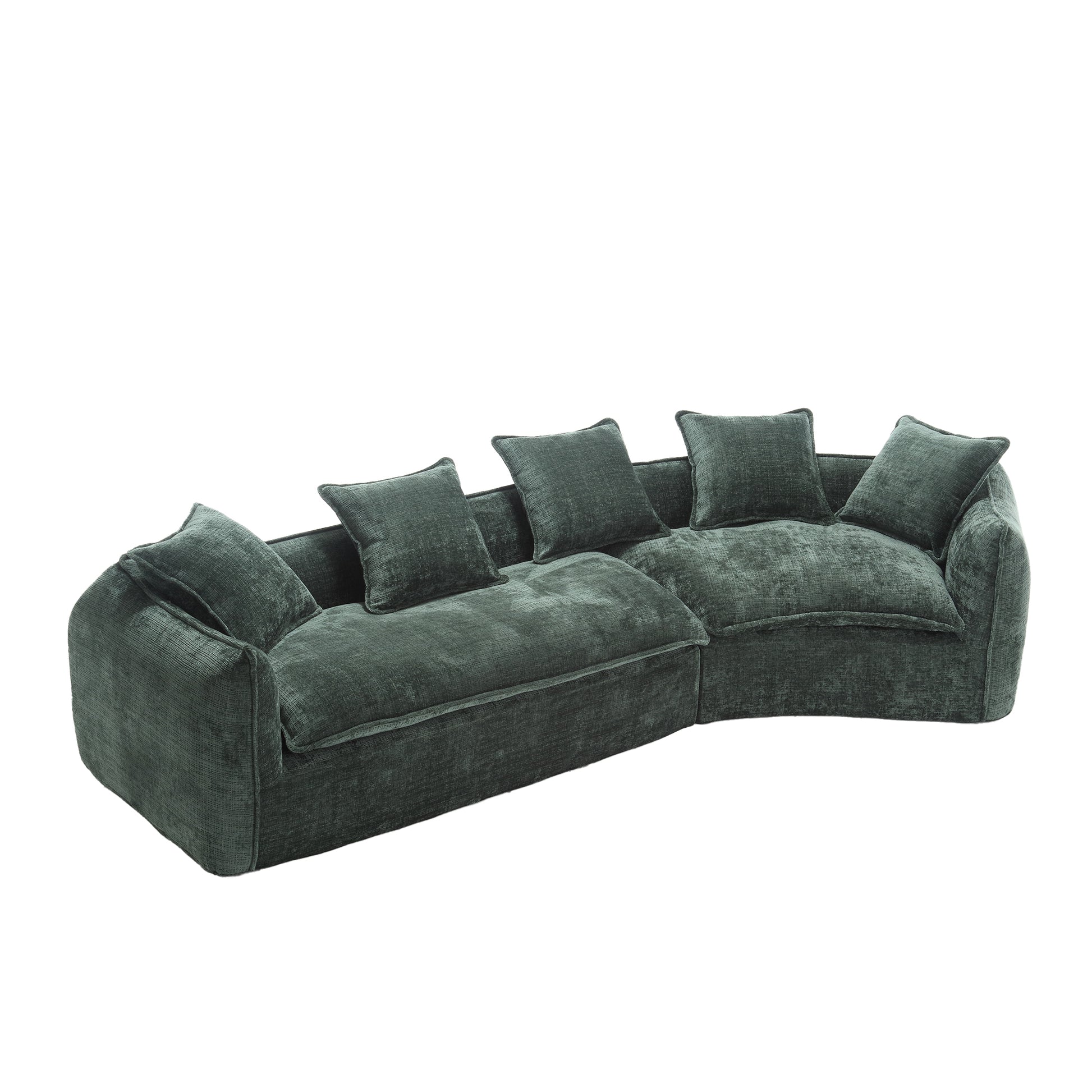 Modular Sectional Sofa, U Shaped Couch With Sofa For Five & Pillows, Modern Minimalist Chenille Fabric Large Comfy Cloud Sofas, Living Room Furniture Sets Emerald Chenille 5 Seat