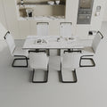 An Expandable Dining Table Set For 2 6 People, Equipped With A C Shaped Tubular Cushioned Armless Dining Chair And An Elegant And Spacious Dining Table Kitchen Table And Chair Set, With Metal Legs White Mdf