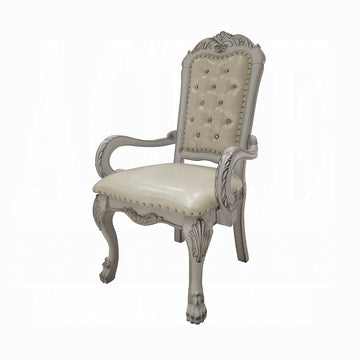 Ivory And Bone White Tufted Arm Chair Set Of 2 Solid Ivory White Dining Room Arm Chair Tufted Back Set Of 2 Faux Leather