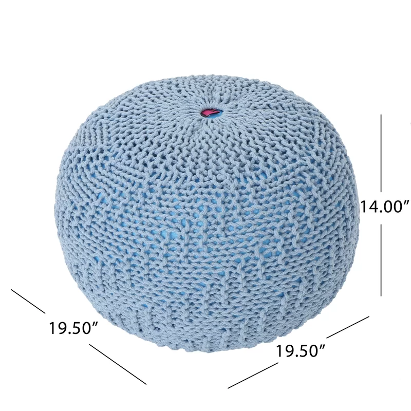 Knited Pouf Teal Cotton