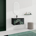 30'' Floating Wall Mounted Bathroom Vanity With Ceramics Sink & Soft Close Cabinet Door, Kd Package Black Bathroom Modern Plywood