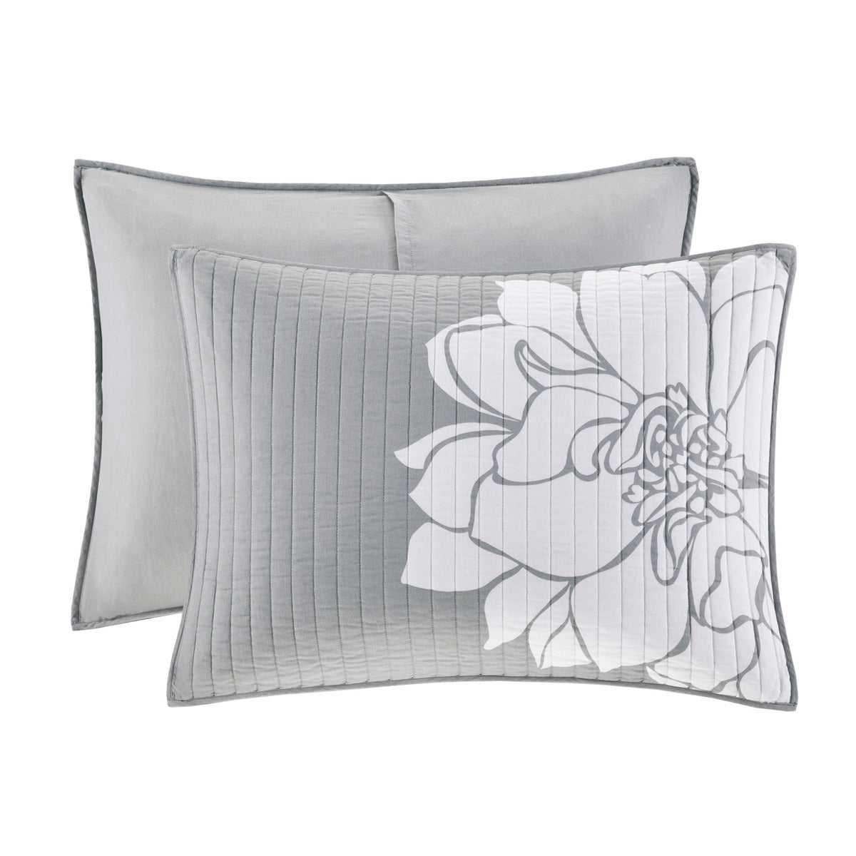 6 Piece Printed Cotton Quilt Set With Throw Pillows Grey Peach King Cal King King Grey Peach Polyester