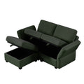 Space Saving Small Sectional Sofa With Ottoman, 2 Seater Sofa With 1 Ottoman, All Seats And Ottomans With Storage Function Green Green Polyester 2 Seat