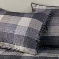6 Piece Reversible Plaid Daybed Cover Set Grey Daybed Grey Polyester