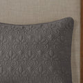 3 Piece Split Corner Pleated Quilted Bedspread Dark Grey Queen Dark Grey Polyester