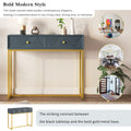 Modern Sleek Console Table Two Drawers With Stripe Design For Living Room And Entryway Grey Grey Mdf