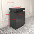 Led Black Nightstand Modern Multi Colour Led Night Table Bedside Tables For Bedroom, Living Room Black Particle Board