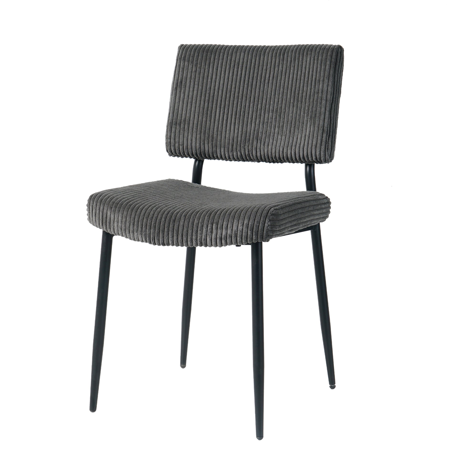 Modern Grey Simple Dining Chair Fabric Upholstered Chairs Home Bedroom Stool Back Dressing Chair Black Metal Legs Set Of 2 Grey Set Of 2 Metal