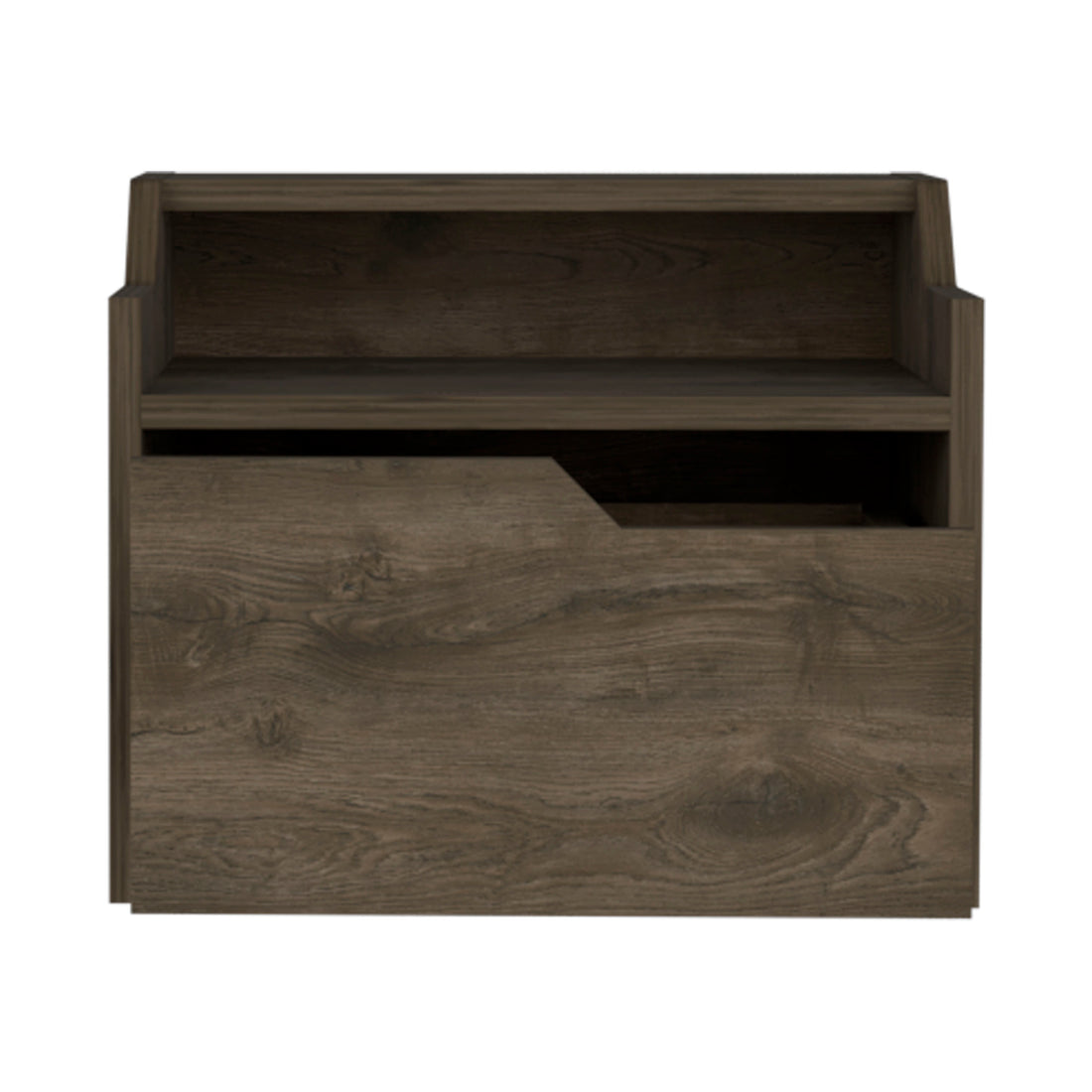 Winchester Floating Nightstand, Modern Dual Tier Design With Spacious Single Drawer Storage, Dark Brown Dark Brown Solid Wood Mdf Engineered Wood