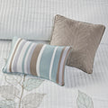 6 Piece Embroidered Quilt Set With Throw Pillows Blue Full Queen Full White Blue Cotton