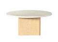 Qwin Coffee Table, Marble Top & Oak Finish Lv03005 White Natural Solid Wood Mdf Resin