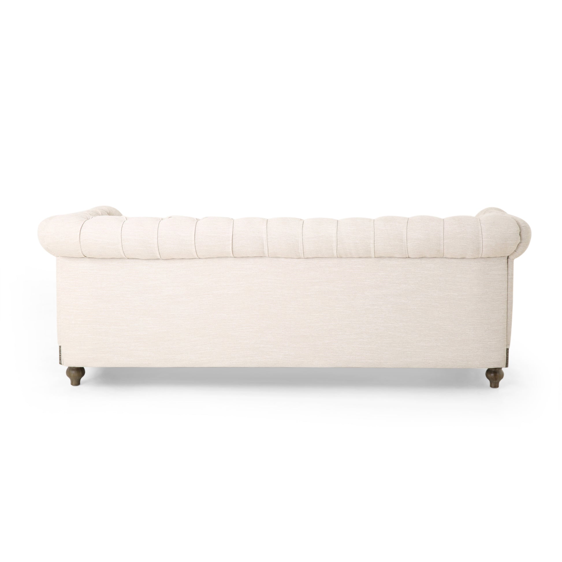 Mirod Comfy 3 Seat Sofa With Wooden Legs, Retro Style For Living Room And Study Beige Polyester 3 Seat