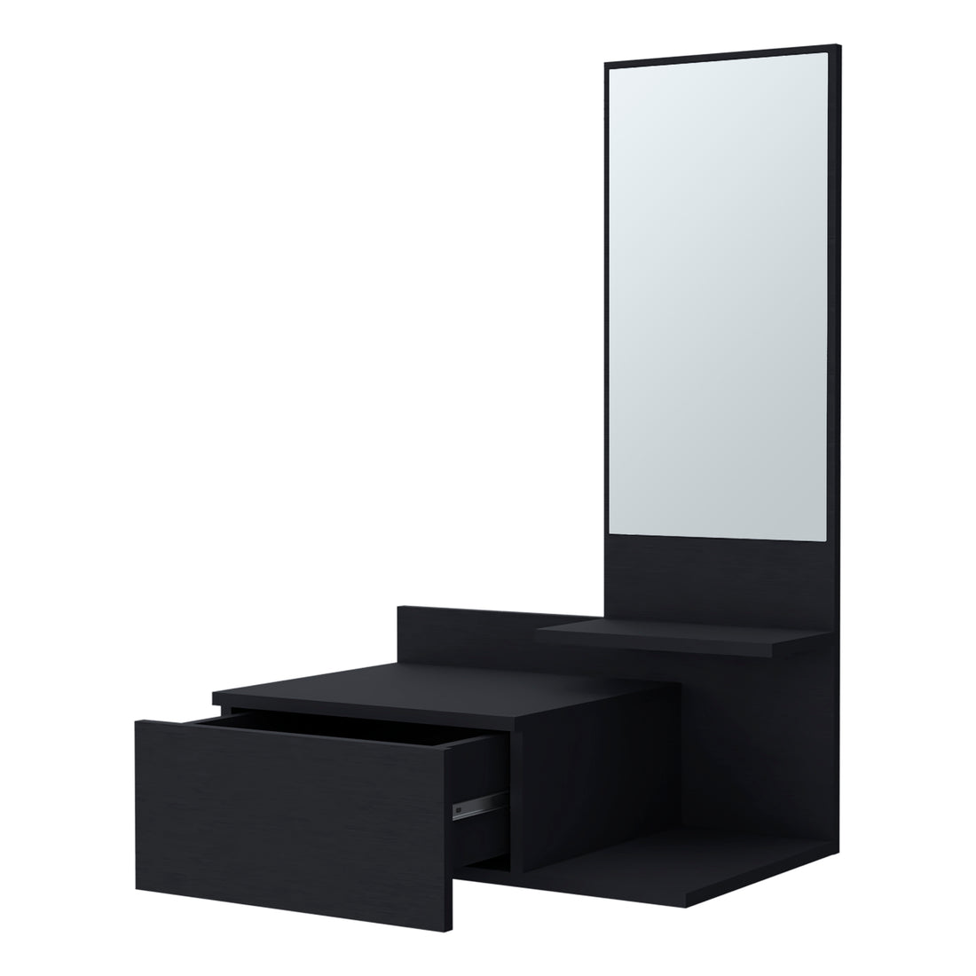 Elgin Floating Vanity With Included Mirror, Black Black Primary Living Space Modern Particle Board Melamine