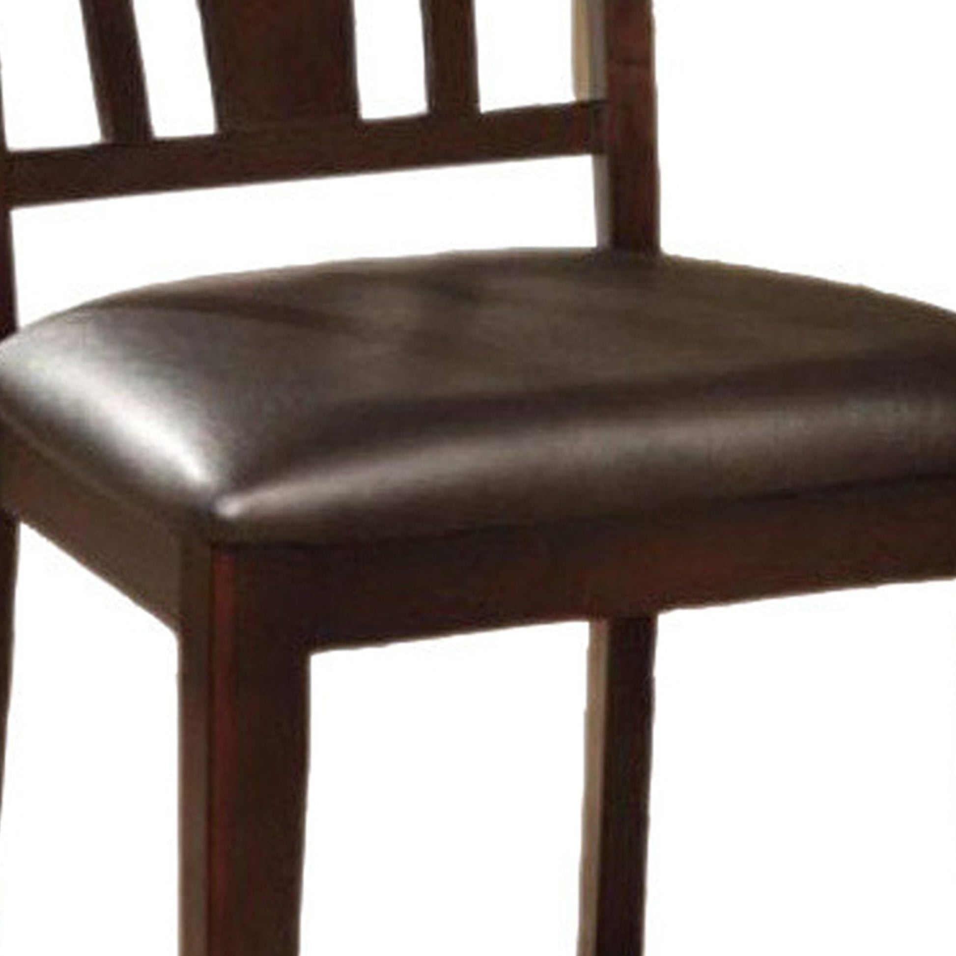 Wooden Side Chair With Slatted Back, Set Of 2, Espresso Brown Brown Solid Wood