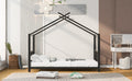 Twin Size Metal House Platform Bed, Black Box Spring Not Required Twin Black Metal Bedroom Bed Frame Metal