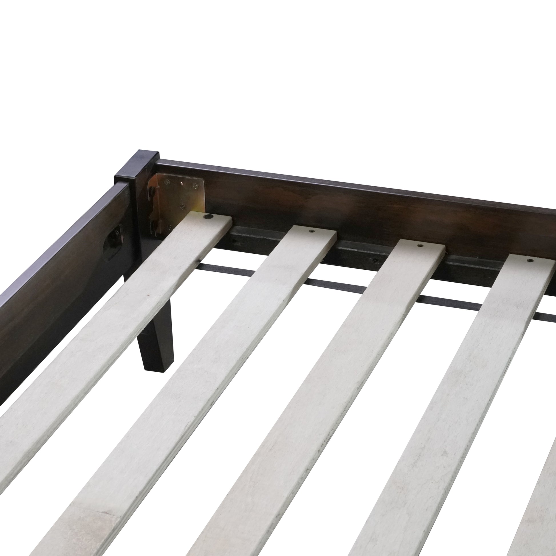 Queen Size Rubber Wooden, Solid Wooden Bed With Rattan Headboard, Enhanced By Support Feet,Espresso Queen Espresso Rubber Wood