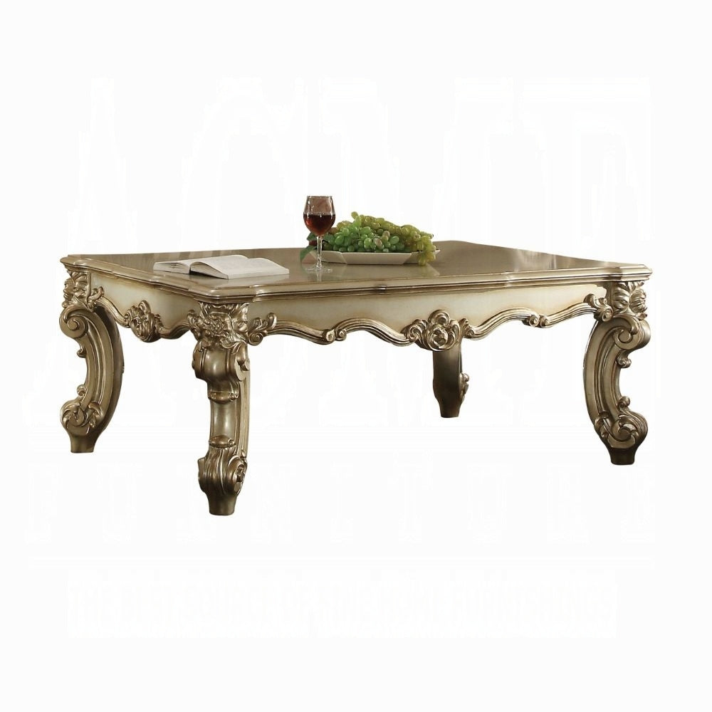 Gold Patina And Bone Coffee Table With Scrolled Leg Gold Primary Living Space Rectangular Wood Plastic