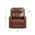 Vienna Power Headrest Zero Gravity Recliner Brown Wood Primary Living Space Tight Back Mid Century Modern Eucalyptus Square Arms Memory Foam Leather