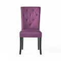 Dining Chair Set Of 2 Dark Purple Wood Waterproof Fabric