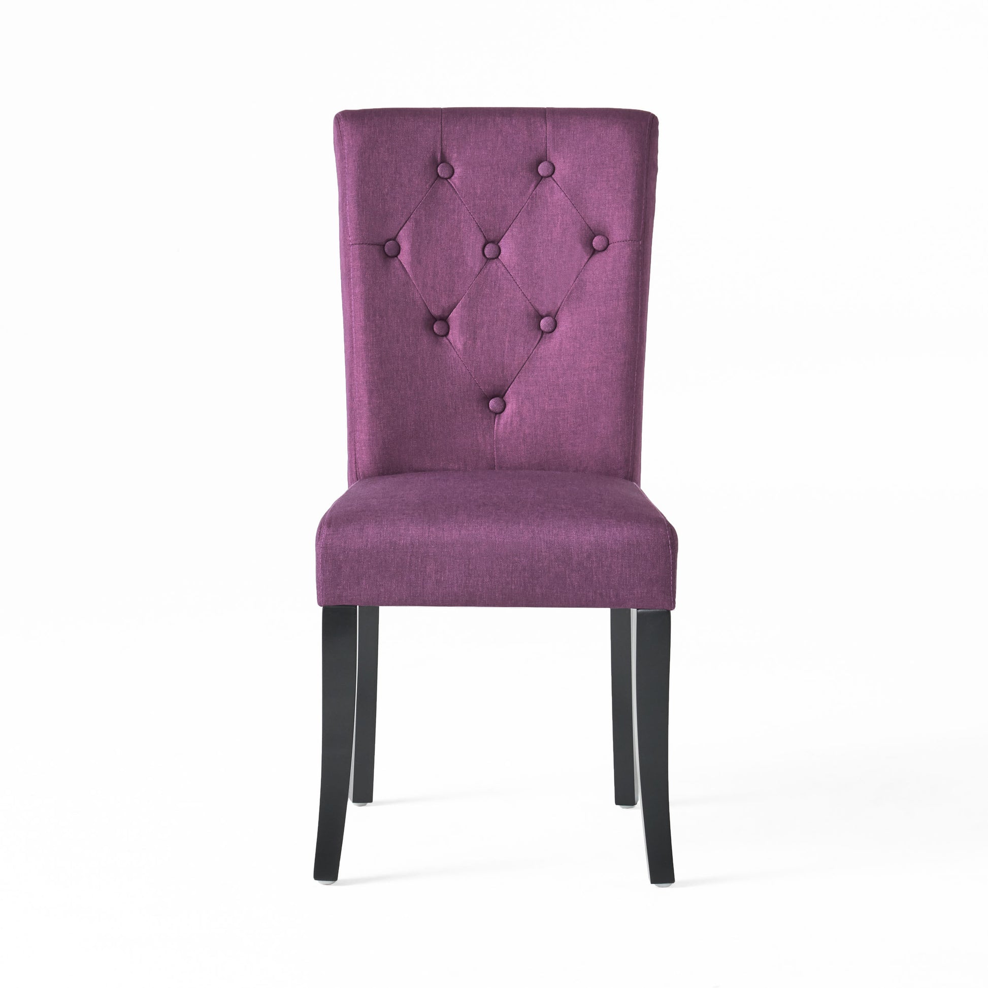 Dining Chair Set Of 2 Dark Purple Wood Waterproof Fabric