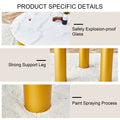 Table And Chair Set, Round Table With White Marble Pattern, Gold Mdf Table Legs, Soft And Comfortable Dining Chair, Suitable For Kitchen And Living Room White Seats 4 Mdf