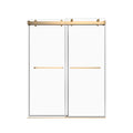 72'' 76'' W X 76'' H Soft Closing Double Sliding Frameless Shower Door With 3 8 Inch 10Mm Clear Glass In Brushed Gold Brushed Gold Stainless Steel