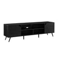 Contemporary 2 Door Minimalist Tv Stand For Tvs Up To 80 Inches Black Black 80 89 Inches Mdf Mdf