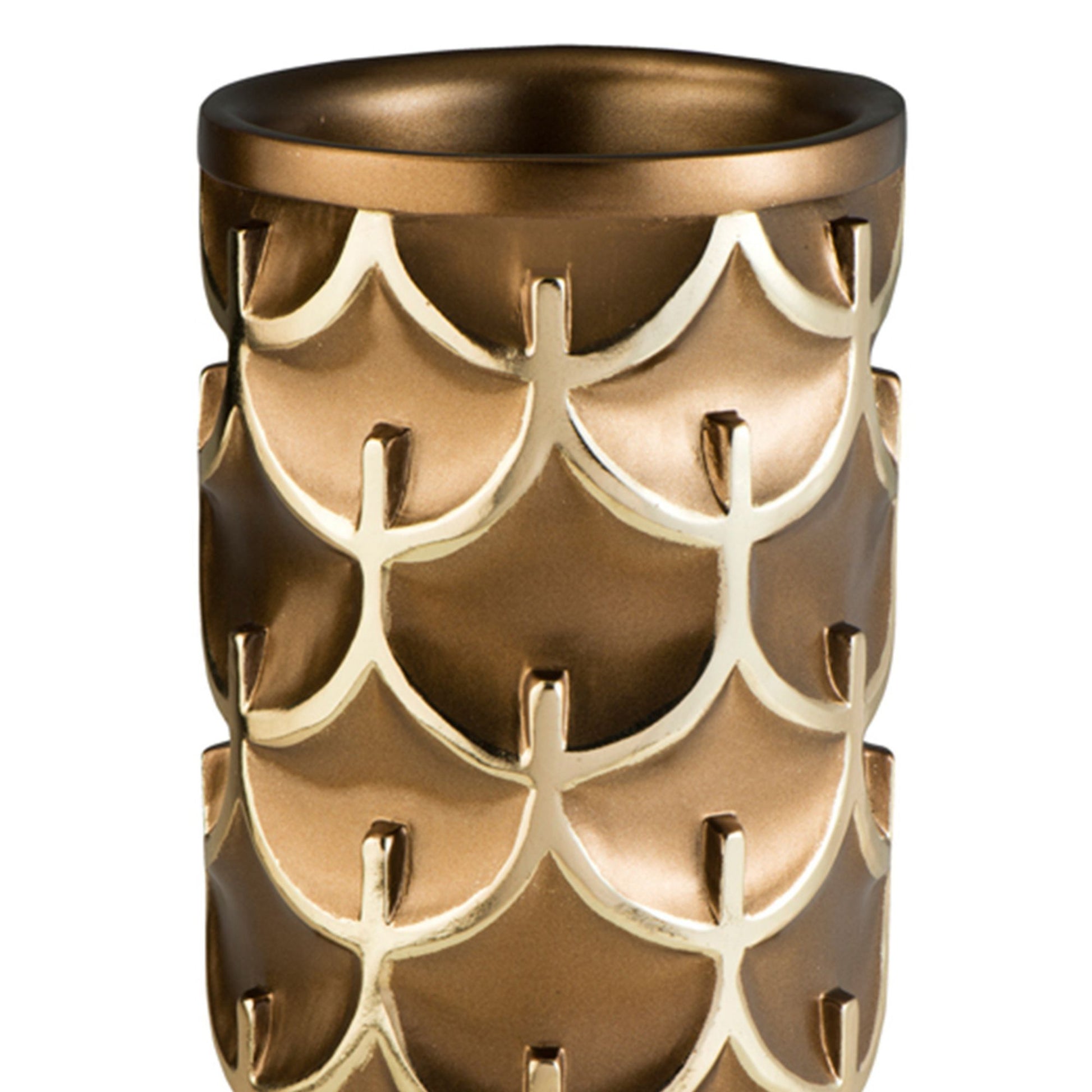 14.25" Tall Polyresin Decorative Vase "Mystic Owl", Golden Finish Gold Polyresin