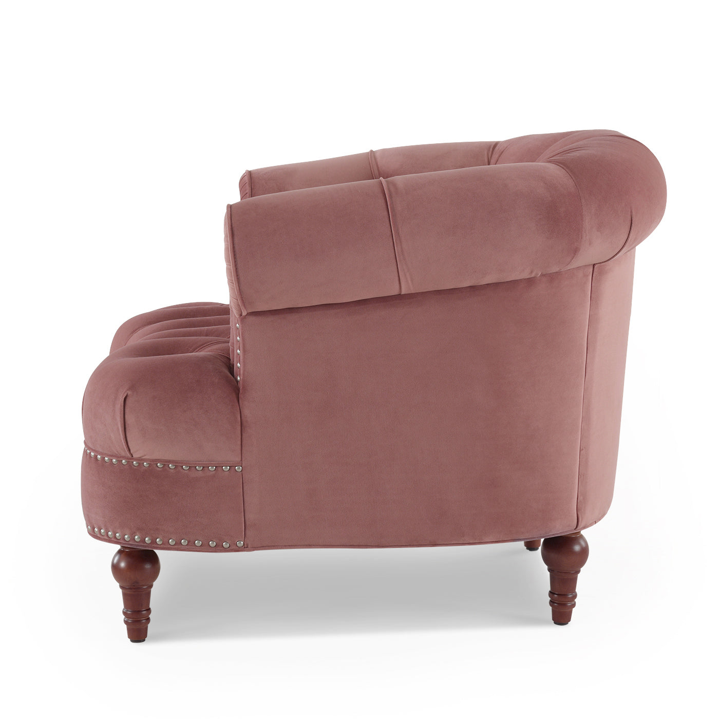 La Rosa Victorian Tufted Upholstered Accent Chair, Ash Rose Pink Velvet Pink Foam Velvet